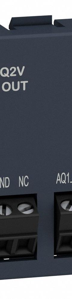 SCHNEIDER ELECTRIC Analog Output Module: (2) Analog Out (MPN TMC2AQ2V). Key specifications — Manufacturer Part Number: TMC2AQ2V; Power Required: 0 to 10 V; Product Type: Analog Output Module; Series: M221C; Number and Type of Outputs: (2) Analog.