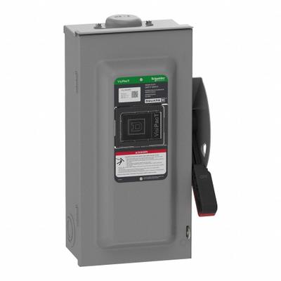 SCHNEIDER Safety Switch: Non-Fusible, 100 A, Three Phase, 600V AC/DC - Non-Fusible Safety Switches