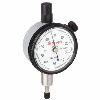 STARRETT Dial Indicator - Lug Back: 0 in to 0.25 in, Inch, Plunger - Continuous Reading Back Lug Dial Indicators