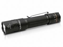 FENIX LIGHTING Tactical Flashlight: Rechargeable, 3,200 lm, 2.33 hr Run Time at Max. Brightness (MPN PD45R ACE). Key specifications — Brand: FENIX LIGHTING; Switch Location: Tail; Charger Style Included: USB Type-C Cord; Battery Requirements - Broad: Includes Rechargeable.