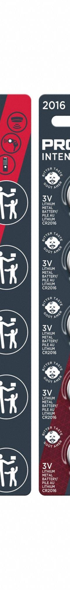 DURACELL PROCELL Coin Cell Battery: 2016 Battery Size, Lithium, 85 mAh Capacity, 3V DC, 0.787 in Dia (MPN PX2016). Key specifications — Voltage - Batteries: 3V DC; Battery Chemistry: Lithium; Product Type: Coin Cell Battery; Battery Size: 2016; Brand: DURACELL PROCELL; Voltage - Subhead: 3V DC.