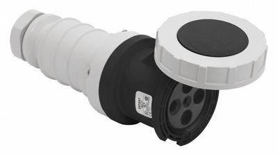 BRYANT Pin and Sleeve Connector: Black, 600V AC, Three Phase, 60 A, 3 Pole, 4 Wire - Watertight Connectors