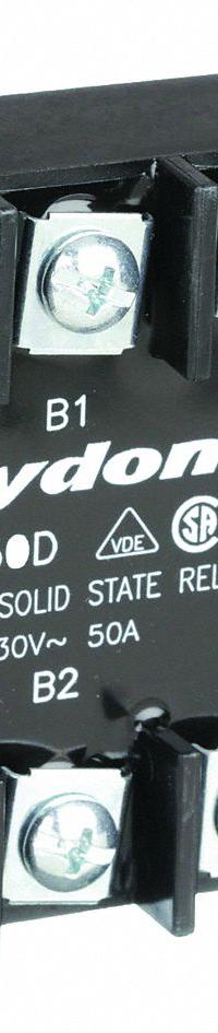 CRYDOM Solid State Relay: Surface Mounted, 50 A Max Output Current, SCR, AC Output (MPN D53TP50D). Key specifications — Brand: CRYDOM; Current Type: DC; Electrical Connection: Saddle Clamp; Screw; Finger Safe: Yes; Input Current: 35 mA; Maximum Output Current without Heat Sink: Not Recommended; Mounting Style: Panel.