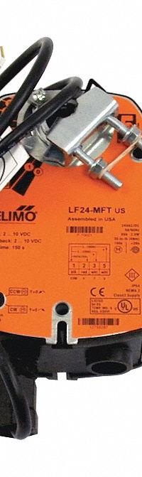 Actuator: Dampers, Multi-Functional Technology (MFT), Spring Return, 35 in-lb, 24V AC/DC, Hardwired (MPN LF24-MFT). Key specifications — Manufacturer Part Number: LF24-MFT; Shaft Rotation: CW/CCW; Stroke Degree: 95°; Power Rating: 2.5W; Input Voltage: 24V AC/DC; Compatible Building Automation Protocols: BACnet MS/TP; Brand: BELIMO; For Use With Building Automation Systems: Building Automation System Compatible.