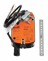 Actuator: Dampers, Multi-Functional Technology (MFT), Spring Return, 35 in-lb, 24V AC/DC, Hardwired (MPN LF24-MFT). Key specifications — Manufacturer Part Number: LF24-MFT; Shaft Rotation: CW/CCW; Stroke Degree: 95°; Power Rating: 2.5W; Input Voltage: 24V AC/DC; Compatible Building Automation Protocols: BACnet MS/TP; Brand: BELIMO; For Use With Building Automation Systems: Building Automation System Compatible.