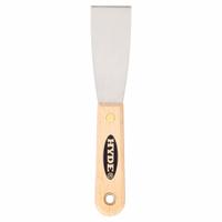 HYDE Putty Knife: Bld. Mat. Carbon Steel, Hdl. Mat. Hardwood, Stiff, Straight Bld. Shape (MPN 07160). Key specifications — attr1004902: HYDE; attr1012057: Full; attr1014703: Wood; attr1017570: Standard End; attr1029655: Straight; attr1034073: Straight.