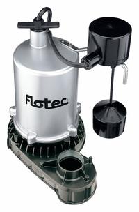FLOTEC Submersible Sump Pump: 1/2 hp, 115V AC, 69 gpm Flow Rate @ 10' of Head, 1 1/2 in FNPT, 7.3 A (MPN FPZT7350). Key specifications — Rated Voltage: 115V AC; Brand: FLOTEC; Switch: Piggyback Vertical Float.