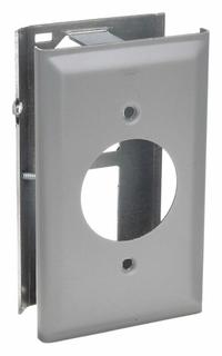 LEGRAND Single Receptacle Cover: 3000, 1 1/2 in Ht, 2 3/4 in Raceway Wd, Steel, Gray (MPN G3033JE). Key specifications — attr1038: LEGRAND; attr1057: Steel; attr1135: Round Opening 1-Gang Box Cover; attr1039: 3000; attr1046: For Installing of Commercially Straight Blade and Locking Single Receptacle; attr1044: Gray; attr1136: Device Boxes.