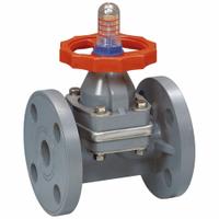 HAYWARD Diaphragm Valve: 2 1/2 in, PVC, 2-Way, Flange x Flange, 150 psi Max Pressure (CWP), FPM (MPN DAB1025FFK). Key specifications — Diaphragm Material: FPM; Special Features: Position Indicator; Brand: HAYWARD.