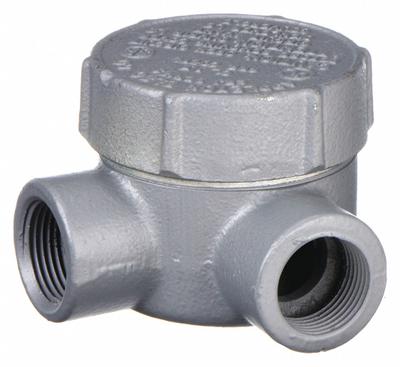 APPLETON ELECTRIC Conduit Outlet Body: Iron, GRJ, 1/2 in Trade Size, L Body - L Round Body - 90° Elbow Type