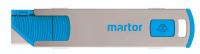 MARTOR Utility Knife: 4 in Overall Lg, Plain, 1 in Overall Wd, Stainless Metal, Blue/Silver (MPN 18500410.02). Key specifications — attr307884: Button; Magnet; attr307885: Stainless Steel; attr307882: Silver; attr307878: Plain; attr307881: Stainless Metal; attr324892: MARTOR.