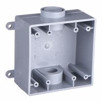 CANTEX Electrical Box: PVC, Rectangular, 2 Gangs, 3/4 in Hub Size, 36 cu in Capacity, Gray (MPN 5133371). Key specifications — Color: Gray; Brand: CANTEX.