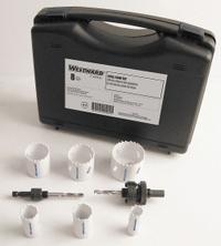 WESTWARD Hole Saw Kit: 8 Pieces, 1 1/2 in Max. Cutting Dp, Bi-Metal, 4/6 Teeth per Inch (MPN 29VX22). Key specifications — attr1098178: 4/6; attr1098172: WESTWARD.