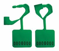 ELC SECURITY PRODUCTS Padlock Seals: Green, Plastic, 13 lb Breaking Strength, 6 mm Lock Wd, 250 PK (MPN 092H02PPGR). Key specifications — Brand: ELC SECURITY PRODUCTS; Marking Color: Black; Marking Included: Numbers; Marking Numbering: Random; Lock Material: Plastic.