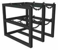 DURHAM MFG Gas Cylinder Rack: Vertical, 30 in x 36 in x 30 in, For 6 Cylinders (MPN GCRV-303630-08T). Key specifications — attr34863: DURHAM MFG; attr34955: Powder Coated; attr34956: Black.