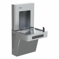SLOAN Drinking Fountain with Bottle Filler: On-Wall, 8 gph @ 50°F, Touchless Sensor, Silver (MPN DRS110-FIL-REF-SS). Key specifications — Brand: SLOAN; Housing Material: 304 Stainless Steel; Filter Access: Top Panel Access; Chilling Capacity: 8 gph @ 50°F; Housing Color: Silver.