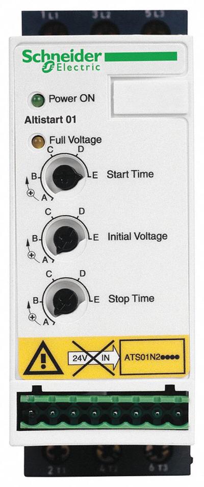 SCHNEIDER Soft Start: 380-415V AC, 6 A Output Current, With Bypass, IP20, 60/50 Hz - Schneider Altistart ATS 01