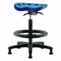 Tractor Stool: Polyurethane, Ht Range 22 1/2 in to 32 in, 17 in Seat Wd, 14 in Seat Dp, 5 Glides (MPN PTHBST-RG-BF-RG-BLU). Key specifications — Brand: APPROVED VENDOR; Foot Support: Yes; Base Material: Fiberglass; ESD-Safe: Not ESD Safe; Number of Casters: 0.