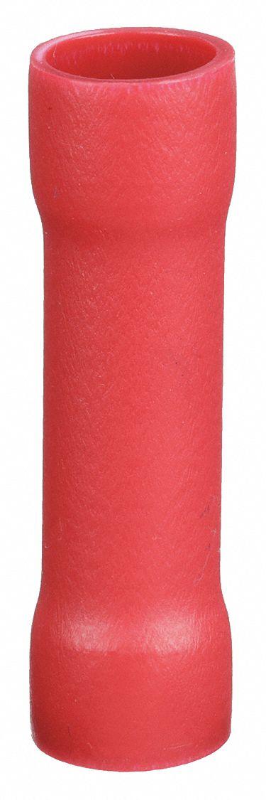 GRAINGER Butt Splice Connector: Red, Vinyl, For Wire Size 8 AWG – 8 AWG, 600 V - Insulated Butt Splice Connectors