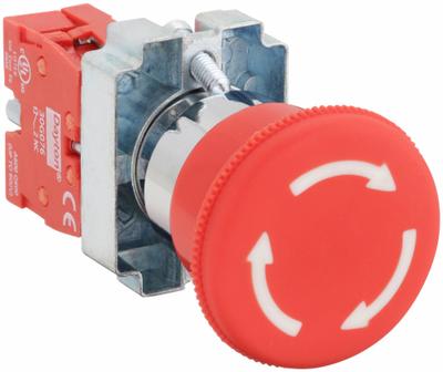 Dayton Emergency Stop Push Button: Non-Illuminated, Mushroom Head Profile, Non-Metallic - Mushroom-Head Push Buttons