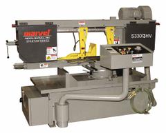 MARVEL Band Saw: Horizontal, 230V AC, 12 in x 18 in, 85 to 330 SFPM, 45° Left to 60° Right, 6.3 A (MPN S330/3/HV). Key specifications — attr312952: 45° Left to 60° Right; attr312955: Horizontal; attr312950: 12 in x 18 in; attr312951: 85 to 330 SFPM; attr312953: 6.3 A; attr312954: 3; attr325082: MARVEL.