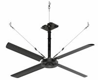 HUNTER INDUSTRIAL Ceiling Fan: 28,484 cfm Airflow, 8 ft Blade Dia, Variable Speeds, 480V AC, Silver (MPN E08-43I-IP-MD). Key specifications — Voltage: 480V AC; Light Kit: No; Series: ECO; Number of Speeds: Variable; Phase: Three; Current: 2 A; Brand: HUNTER INDUSTRIAL.