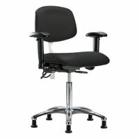 ESD/Cleanroom Task Chair: Vinyl, Arms Included, Ht Range 21 1/2 in to 29 in, 19 in Seat Wd, Adj (MPN BR-NECR-MBCH-CR-T0-A1-NF-EG-ESDBLK). Key specifications — Foot Support: No; Back Tilt Backward: 13.5°; Back Tilt Forward: 10.5°; Base Material: Aluminum; Brand: APPROVED VENDOR; Product Type: Cleanroom Task Chair; Cleanroom Class: ISO 5; ESD-Safe: ESD-Safe.