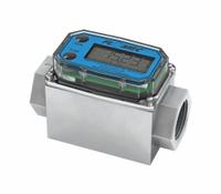 FLOMEC Electronic Flowmeter: FLOMEC Electronic Fuel Meter, Turbine, 1 in FNPT, 1 in Connection Size (MPN G2A10NQ9GMA). Key specifications — Product Type: Fuel Meter; Rotor Material: PVDF; Accuracy %: +/-1.5% (Body Only); Output Type: 4-20 mA; Brand: FLOMEC; Unit Of Measure: Liters; Display Type: Digital; Termination: Not Listed.