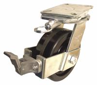 APPROVED VENDOR Plate Caster: Swivel, Directional Lock/No Brake, Phenolic, 10 in Wheel Dia, Slot (MPN P29S-PH100R-18-WK-DL). Key specifications — Wheel Bearing Type: Roller; Wheel/Tread Color: Black; Brand: APPROVED VENDOR; Caster Type: Swivel with Directional Lock.