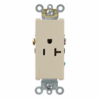 LEVITON Plugs and Receptacles: Single, 5-20, Ivory, 125V AC, 20 A, 2 Pole / 3 Wire (MPN 16341-I) - General Purpose Receptacles