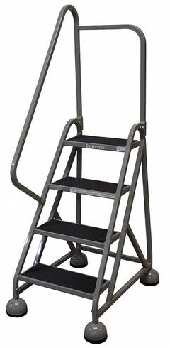 COTTERMAN Rolling Ladder: 3 ft Platform Ht, Partially Assembled, Steel, Wt-Actuated Auto-Lock (MPN ST-422 A2 C1 P5). Key specifications — Includes Handrails: Handrails Included; Material: Steel; Brand: COTTERMAN; Color: Gray.
