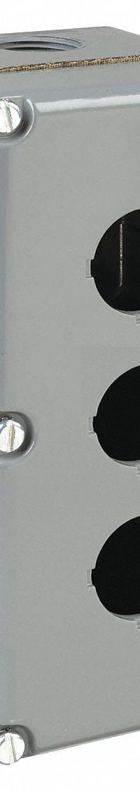 SCHNEIDER ELECTRIC Push Button Enclosure: 30mm, 3 Holes, Aluminum, NEMA 1/12/13/3/4/6 (MPN 9001KY3). Key specifications — attr211299: SCHNEIDER; attr1043605: Weather Resistant.