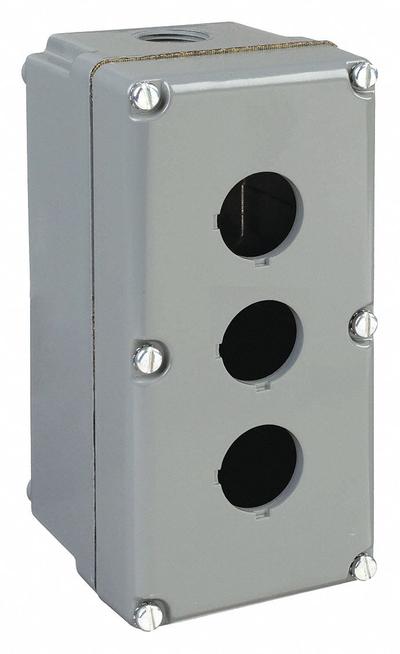 SCHNEIDER ELECTRIC Push Button Enclosure: 30mm, 3 Holes, Aluminum - Enclosures for 30mm Operators
