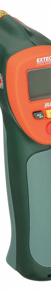 EXTECH Infrared Thermometer: IR400, Max Temp/Min Temp, Fixed @ 0.95 to 0.95, Mini Thermometer Size. Key specifications — Features: the Emissivity Covers 90% of Surface Applications; Testing Functions: Minimum Temperature; Standards: CE; Resolution °F: 0.1°F; Manufacturer Part Number: IR400; Mounting Style - NEW: Handheld Only; Intrinsic Safety - NEW: Not Specified Intrinsically Safe; Includes Work Light - NEW: No Work Light Included.