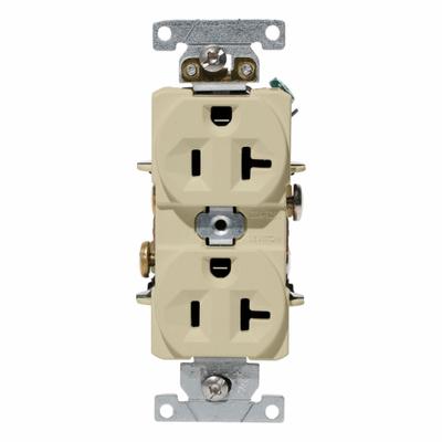 LEVITON Duplex Receptacle/Oultet, 20 Amp: Duplex, 5-20, Ivory, 125V AC, 20 A - General Purpose Receptacles