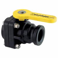 BANJO Manual Two-Way Ball Valve: 2 in, Polypropylene, Straight, FNPT x Male Camlock, Two-Piece (MPN VSF200). Key specifications — Brand: BANJO; Handle: Lever.