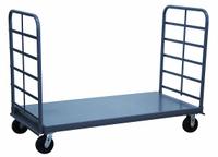 JAMCO Platform Truck: 2,000 lb, 60 in L x 24 in W x 10 in H Deck, Solid, 12 ga Deck, Polyurethane (MPN PS260P600GP). Key specifications — Side Panel Type: No Side Panels; Brand: JAMCO; Color: Gray; Caster/Wheel Configuration: (2) Swivel.