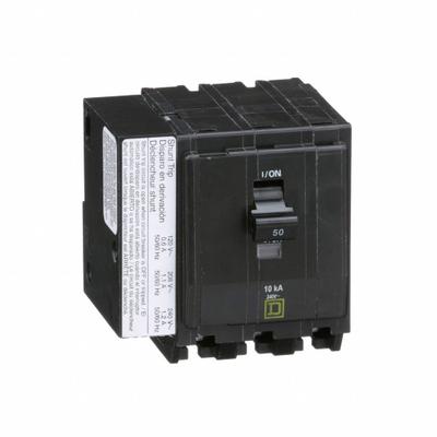 SQUARE D Miniature Circuit Breaker: 50 A, 120/240V AC, Three Phase, 10kA at 120/240V AC - QO Series, Plug-In Square D Miniature Circuit Breakers