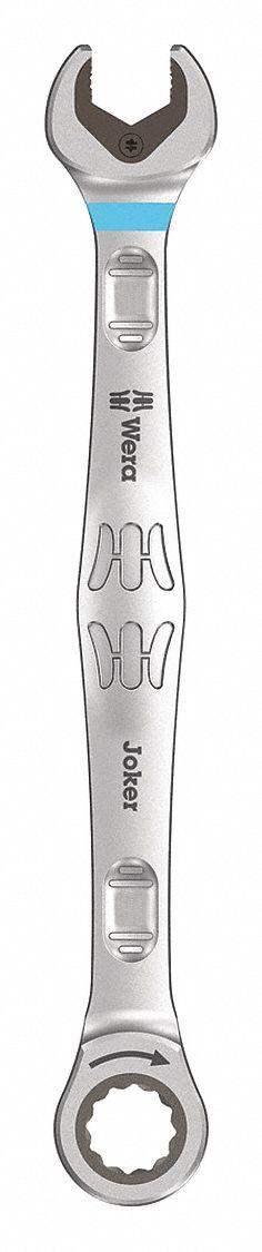 WERA Combination Wrench: Alloy Steel, Nickel Chrome, 11 mm Head Size, 6 1/2 in Overall Lg, Reversing (MPN 05073271001). Key specifications — attr309600: 11 mm; attr309611: Nickel Chrome; attr309610: Alloy Steel; attr309604: Yes; attr309612: No; attr309613: No; attr309615: No; attr324932: WERA.