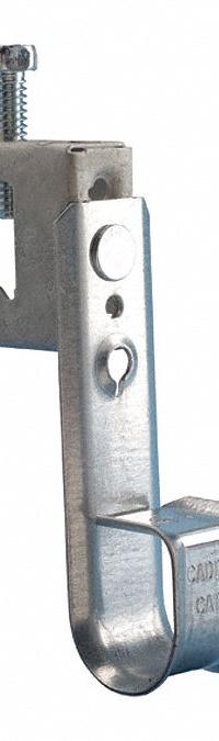 NVENT CADDY J-Hook Clamp: Clamp-On with Locking Latch, 3/4 in Max. Bundle Dia., Galvanized Steel (MPN CAT12BC). Key specifications — Material: Galvanized Steel; Includes Locking Latch: Yes; Color: Silver; Brand: NVENT CADDY; Mounting Location: Beam; Mounting & Attachment (subhead): Clamp-On with Locking Latch.