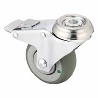 MEDCASTER Bolt-Hole Caster: Swivel, Side Brake, Rubber, 3 in Wheel Dia., 1 1/4 in Wheel Wd, Nylon (MPN CH03AMP125TLHK01). Key specifications — Brand: MEDCASTER; Roll Up: Swivel with Brake.