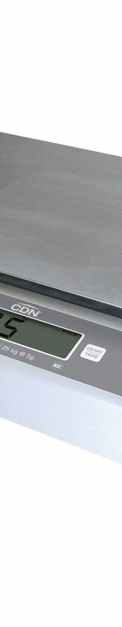 CDN Food Scale: 7 1/8 in Weighing Surface Dp, 11 3/8 in Weighing Surface Wd, 2 1/2 in Overall Ht (MPN SD5502). Key specifications — Readability: 0.2 oz/5 g; Brand: CDN; IP Rating: IP54.