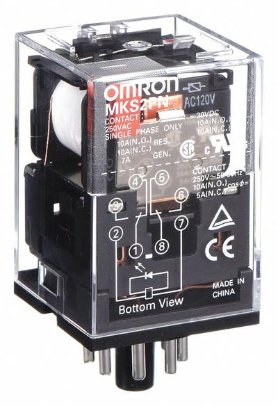 OMRON General Purpose Relay: Socket Mounted, 10 A Current Rating, 120V AC, DPDT - Socket-Mounted Relays