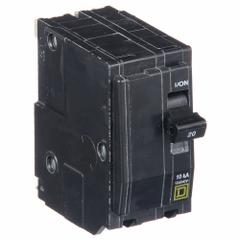 SQUARE D Miniature Circuit Breaker: 20 A, 120/240V AC, Single Phase, 10kA at 120/240V AC, 2 Poles (MPN QO220). Key specifications — Phase: Single; Amps: 20 A; AC Voltage Rating: 120/240V AC; Max. AIR Rating: 10kA at 120/240V AC; For Use With: QO Load Centers and NQ Panelboards; Brand: SQUARE D.