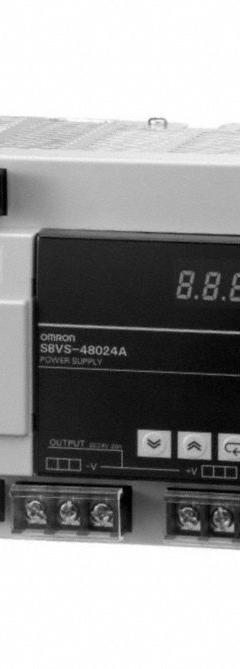 OMRON DC Power Supply: DIN Rail, 480 W Output Power - Rated, 20 A Current - Output, Single Phase (MPN S8VS-48024A). Key specifications — attr1044898: Single; attr1044874: Plastic; attr1044879: 100 to 240V AC; attr211400: OMRON.