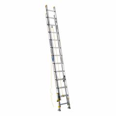WERNER Extension Ladder: 24 ft Ladder Size, Aluminum, 250 lb Load Capacity, 46 lb Wt, 2 Sections (MPN D1824-2EQ). Key specifications — Color: Silver; Brand: WERNER; Included Features: Leg Levelers; Removable Fly: Removable.