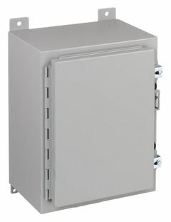 HOFFMAN Enclosure: Steel, 30 in x 24 in x 8 in, NEMA 12/13, Solid Cover, Hinged (MPN A302408LP). Key specifications — Brand: HOFFMAN; Closure Method: Clamps; Knockouts: Not Included.