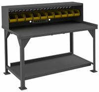 DURHAM MFG Workbench: Fixed Ht, Steel, 60 in x 30 in, 4,000 lb Overall Load Capacity, Gray (MPN DWB-3060-BE-RSR-95). Key specifications — Brand: DURHAM MFG.
