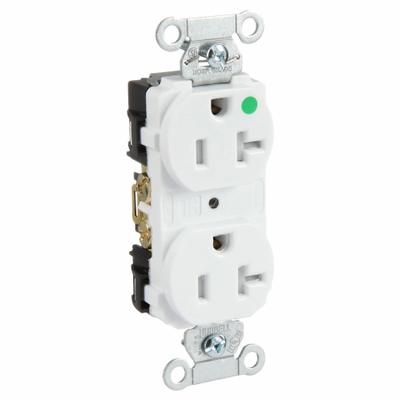 HUBBELL Receptacle: Hospital Grade Fed. Spec., Duplex, 5-20R, White, 125V AC, 20 A - General Purpose Receptacles