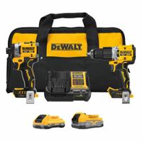 DEWALT Cordless Combination Kit: 2 Tools, Hammer Drill/Impact Driver, 20 V DC Volt, Battery Included (MPN DCK251E1QQ1). Key specifications — attr1176460: Hammer Drill.